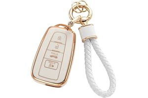 RUABIBAN for Toyota Key Fob Cover with Keychain, Soft TPU Key Case Protection Shell Fit for 2018-2022 Camry RAV4 Highlander Avalon C-HR Prius Corolla GT86 Smart Key