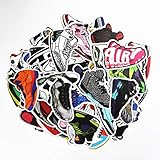 Sneakers Stickers 100pcs Laptop Cool Not Repeating Sneakers Decals for Laptop,Cars,Motorcycle,Bicycle,Luggage,Graffiti,Skateboard Stickers Hippie Waterproof for Kids Adult Wall Decor