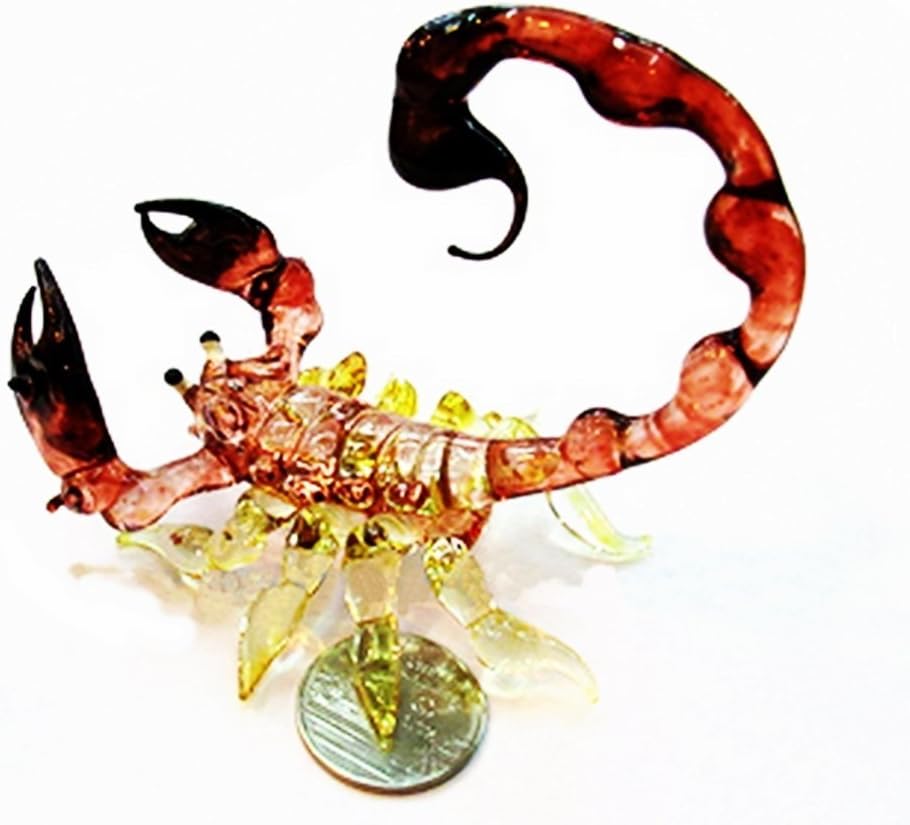 ChangThai Design Lampwork Collectible Miniature Hand Blown Art Glass Glass Scorpion, Size S, Brown Figurine