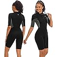 Seaskin Shorty Wetsuits for Mens Womens 2mm Front Zip Diving Suits