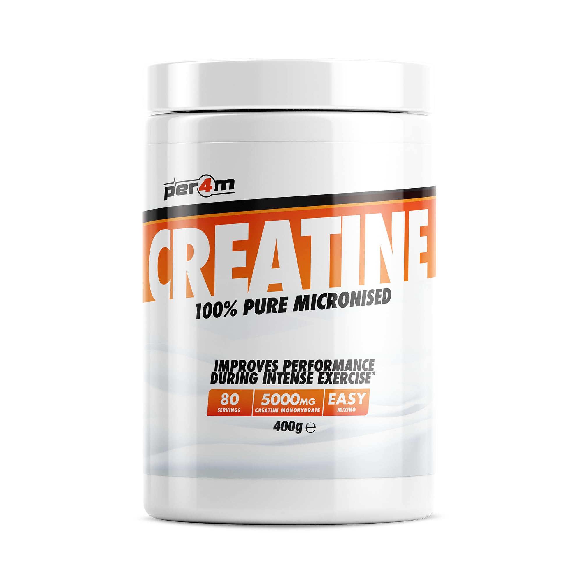 Per4m Creatine Powder | 100% Pure Micronised Creatine Monohydrate | 5000mg of Creatine | 80 Servings (400g, Unflavoured)