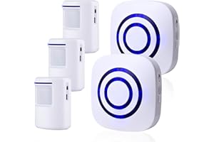 SHAOGAX Motion Sensor Alarm,Wireless Driveway Alarm Indoor Home Security Business Detector Alert System -Monitor&Protect Property - 2 Receiver and 3 PIR Sensor-38 Chime Tunes