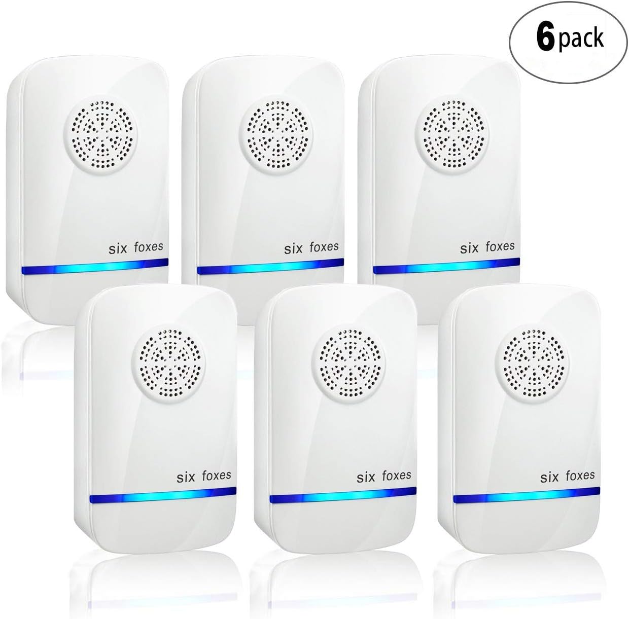Ultrasonic Pest Repeller, Six Foxes Electronic Pest Control Plug In-Pest Repeller Indoor Insect Repellent for Rodents, Mice, Rats, Insects, Roaches, Spiders, Bugs, Fleas, Humans & Pets Safe