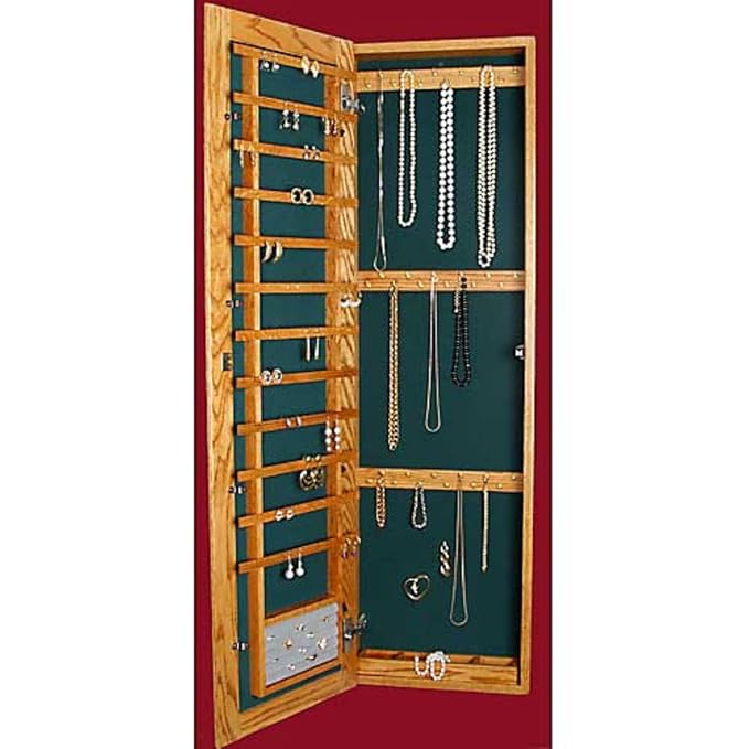 Recessed WallMounted Wooden Jewelry Armoire 14.25W x 48H in. Home & Kitchen