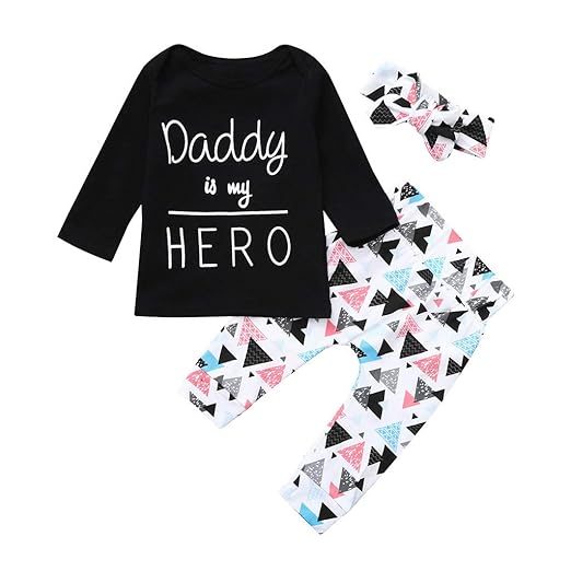 HWTOP Kinderkleidung Outfits Set Newborn Toddler Infant Baby Girls Letter Print Tops Headband Pants