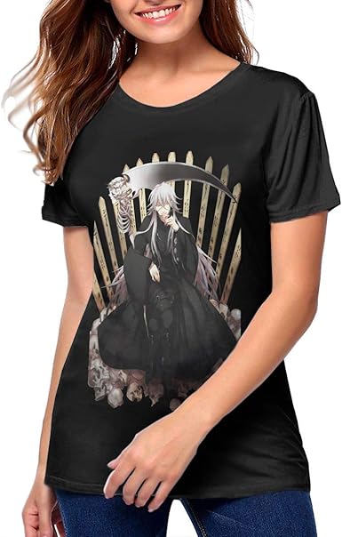 Black Butler Undertaker Girl Anime Short Sleeve Cotton T Shirt Crewneck Casual Tops At Amazon Women S Clothing Store