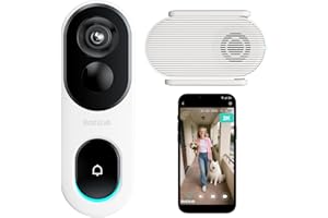 BOTSLAB 2K Video Doorbell Camera Wireless Outdoor with Head-to-Toe View, No Monthly Fee, Two Way Audio, Human Detection, Batt