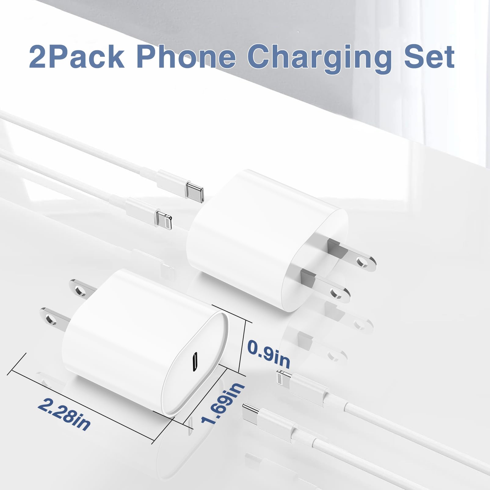 Fast Charger for iPhone 14 13 12 Charge Fast Charging, 2Pack 6FT+10FT USB C to L Cable with 20W USB C for i Phone Charger Block, Compatible with iPhone 14 13 12 Pro/14 Plus/13 Pro Max - White