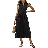OUKODS Women's Summer Casual Dresses Maxi Sleeveless Sundress V Neck A-Line Fashion Beach Vacation Long Dress