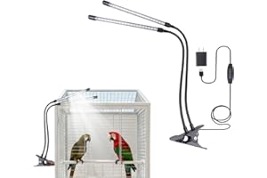 SLNNROA Bird Cage Light with Timer - 10 Dimming Levels, 60 LED Beads, Bird Light Avian Lights for Birds Simulate Sunlight for Parrots & Pet Birds