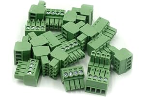 Hxchen 20Pcs 4-Pin 300V KF2EDGK 3.5mm Pitch PCB Screw Terminal Block Connector Green