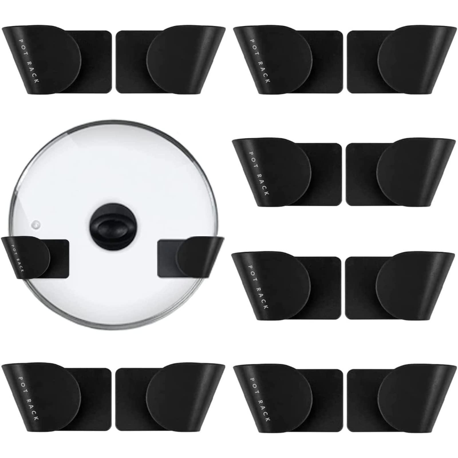 DQZSY Pot Lid Holder 6 Pairs Hanging Pot Lid Organization Lovers, Kitchen Bracket Hanging Holder, Easy Kitchen Adjustable Pot Lid Storage Rack