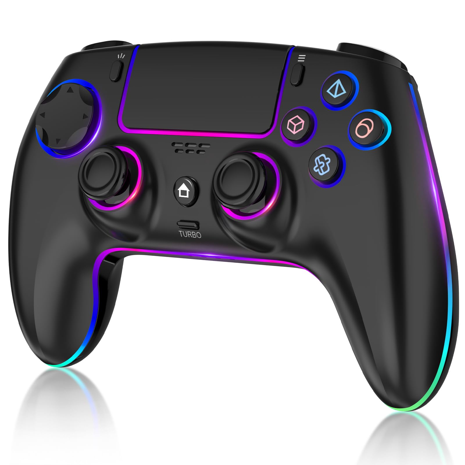 Photo 1 of Wireless Controller Compatible with PS-5/Pro/PC/MAC/iOS/Android10/Steam Deck, Gamepad with 7 Colors RGB Lighting/Dual Vibration/Turbo/6 Axis Gyro Sensor/Programmable/Headset Jack/Hall Effect Joystick
