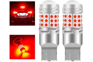 Teguangmei 7440 7443 LED Bulb Super Bright Red 7441 7444 T20 W21W Tail Lights with Projector 3030 42SMD Chips Brake Lights Backup Reverse Lights Stop Parking Lights, Pack of 2