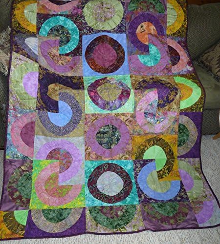 Circles within Circles, Batik Lap Quilt or Single Bed Quilt