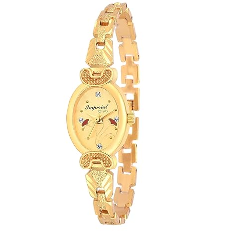 Flower Look Analog White Golden Dial Womens Watch (wtw-010)