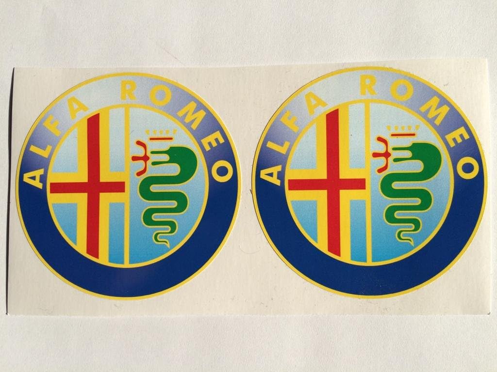 2 Alfa Romeo Yellow 2" Emblem Die Cut Decals