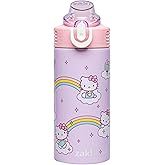 Zak Designs Sanrio Sage Kids Water Bottle For School or Travel, 14oz Stainless Steel Water Bottle With Straw, Handle, and Leak-Proof, Pop-Up Spout Cover (Hello Kitty)