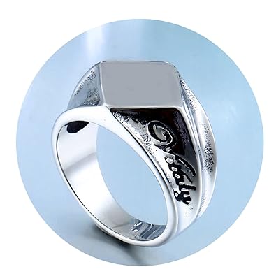 Beydodo Schmuck Herren Ring Edelstahl Retro Rechteck Freundschaftsring Gothic Ring Silber/Schwarz