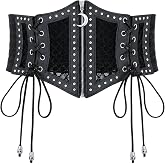 Vintage Punk Gothic Leather Corset Belt for Women, Wide Lace-Up Waist Belt | Defines the waist with a flexible stretch fit; pairs easily with dresses, shirts, cosplay, festivals and Halloween outfits
