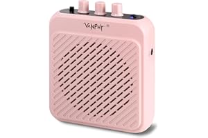 VANPHY Mini Electric Guitar Amplifier 3W Rechargeable Bluetooth Guitar Amp with Clean Overdrive Channel 5H Working Portable Small Amp for Indoor Practice and Traveling AG-03N Pink