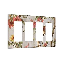 Flowers Bird Tree Retro Spring Floral Branch 4 Gang
