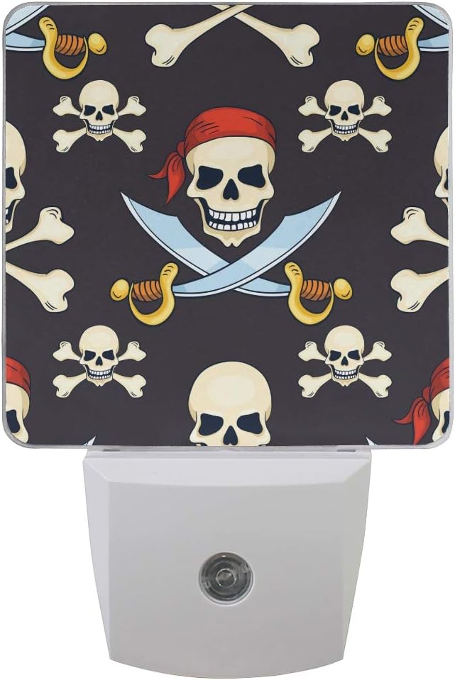 Skull Pirate Automatic LED Night Light Dusk to Dawn LED Senor Lighting,Plug in Night Lamb for Adults Bedroom Baby,Kids,Children's Room,Nurseries,Stair,Hallway