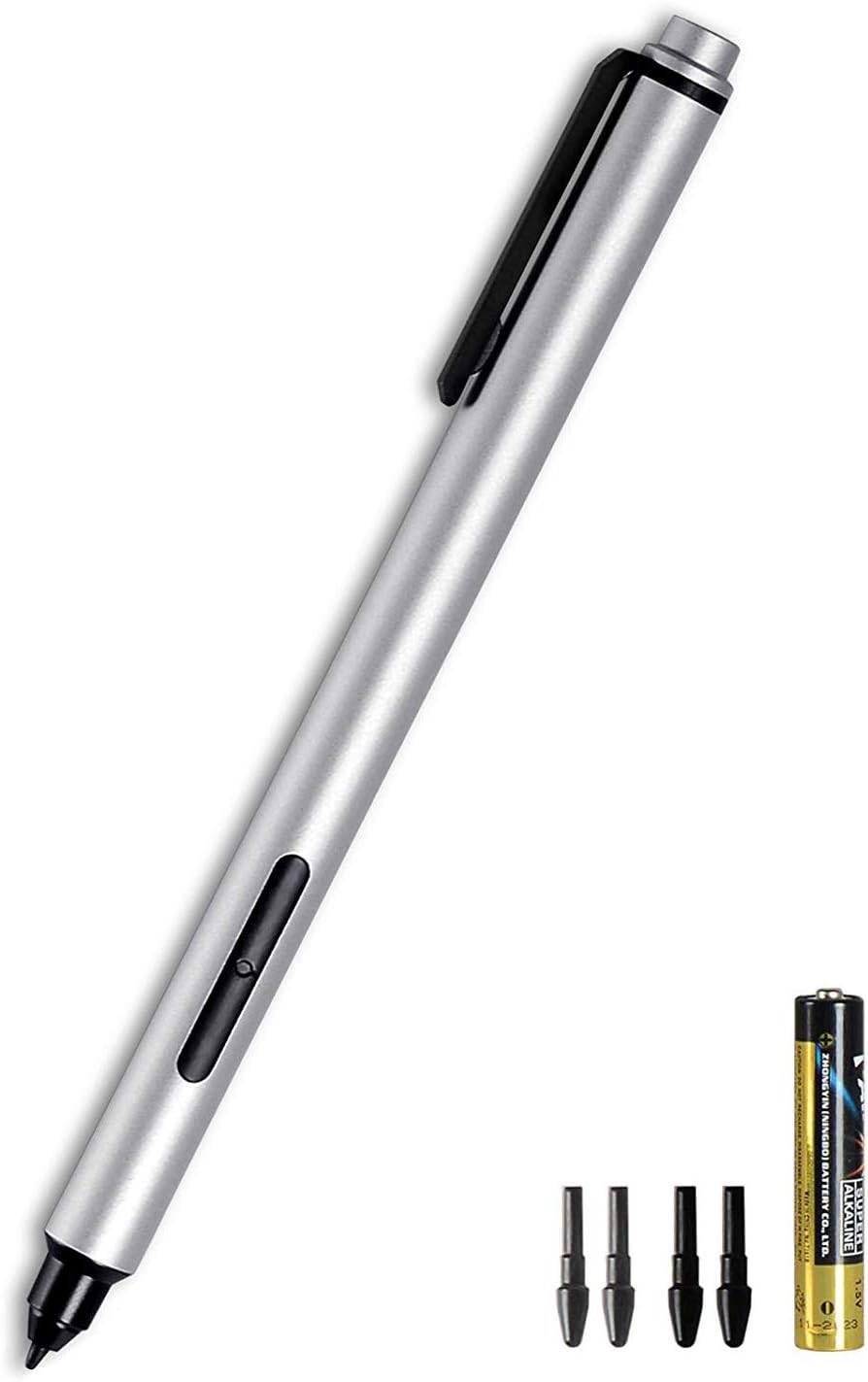 Surface Pen, Surface Pen for Microsoft Surface Pro 4 and Surface Pro 3, 4096 Levels of Pressure for High Fidelity Writing, Drawing or Painting with 4 Tips-Silver