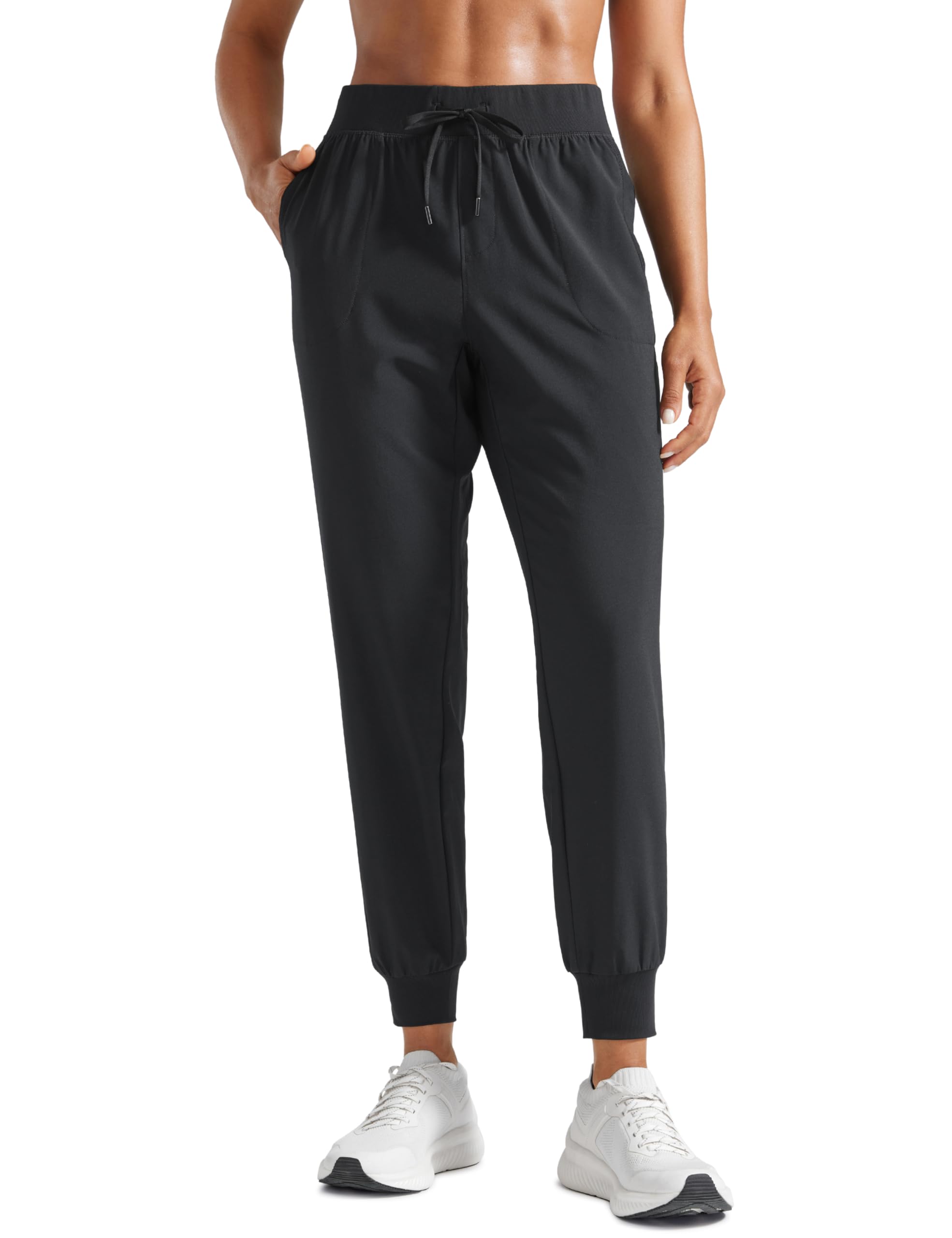 Photo 1 of CRZ YOGA Women's Lightweight Workout Joggers 27.5" - Travel Casual Outdoor Running Athletic Track Hiking Pants with Pockets Black small