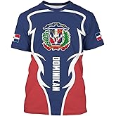 Dominican Flag T-Shirt Dominican Emblem Tee Printed Crewneck Short Sleeve Casual Sports Top Jersey Unisex