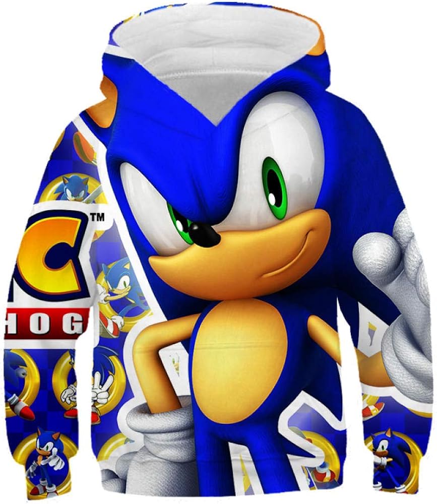 Sonic Hoodie For Boys And Teens 3D Printed Jacket Long Sleeve Pullover