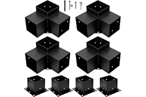 WIMART Pergola Bracket, 3-Way Pergola Right Angle Bracket, Raised Wood Bracket for 6"x6" (Inner Dimensions: 5.5"x5.5") Wooden Beam, Pergola, Garden, Gazebo,... (Set 8)