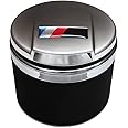 StoreBao Car Ashtray Exclusively for BMW 1/3/5/7 Series and X1/X3/X5/X6, with LED Light and Lid, Detachable and Portable (Matt Silver)
