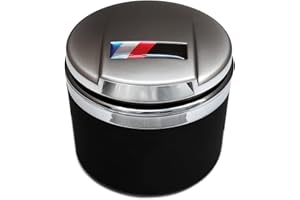 StoreBao Car Ashtray Exclusively for BMW 1/3/5/7 Series and X1/X3/X5/X6, with LED Light and Lid, Detachable and Portable (Matt Silver)