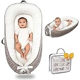Baby Lounger-Breathable and Soft Organic 100% Cotton, Portable Infant Lounger with Removable Lounger Cover, Floor Lounger for Newborn - Grey White