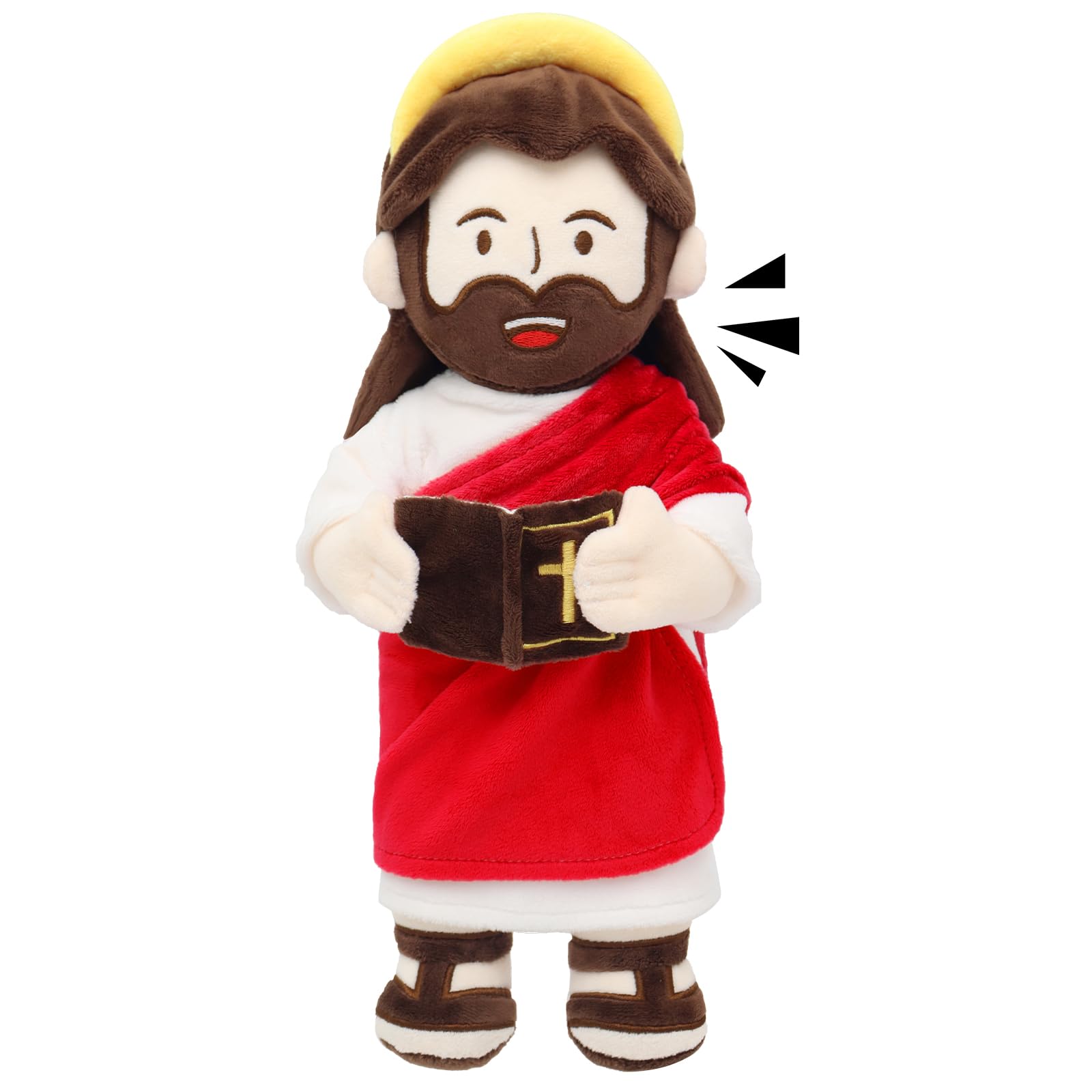 Yelakey Jesus Plush Talking Doll with Halo,Speak 20 Bible Verses & 20 Songs,13.4" Interactive Hymn Stuffed Plushie Perfect Religious Gift for Kids Sunday School & Easter Celebrations