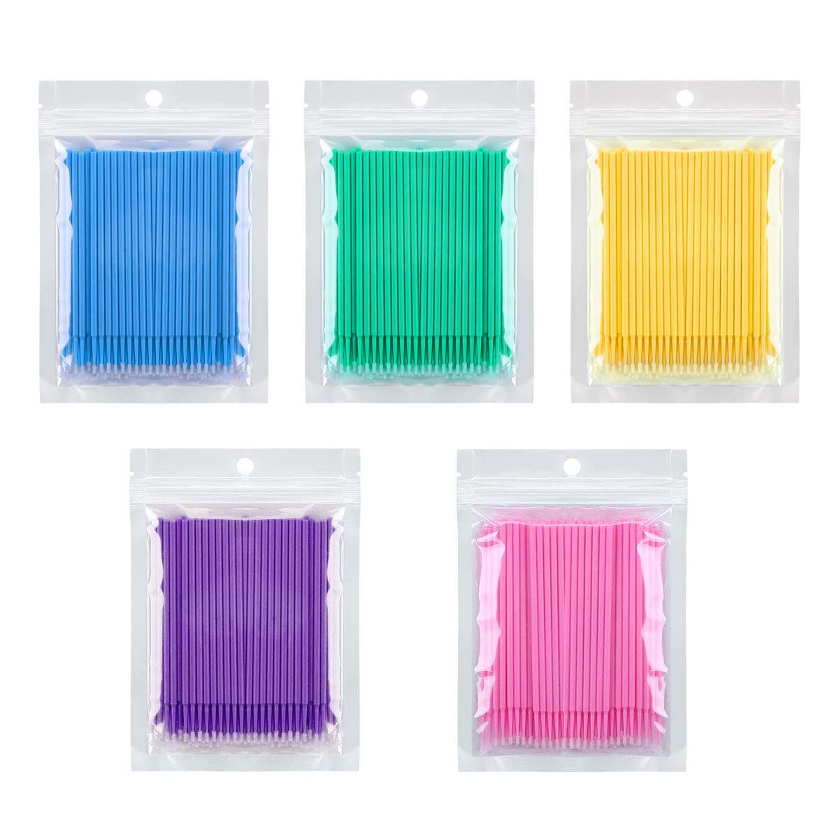 500 Pcs Micro Applicator Brush Disposable Applicators Micro Mascara Brushes for Eyelash Extension 5 Color