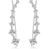 Moissanite Earring for Women 7 Moissanite Ear Cuffs Crawler Earring 925 Sterling Silver Hypoallergenic Climber Earrings Jewelry Gifts