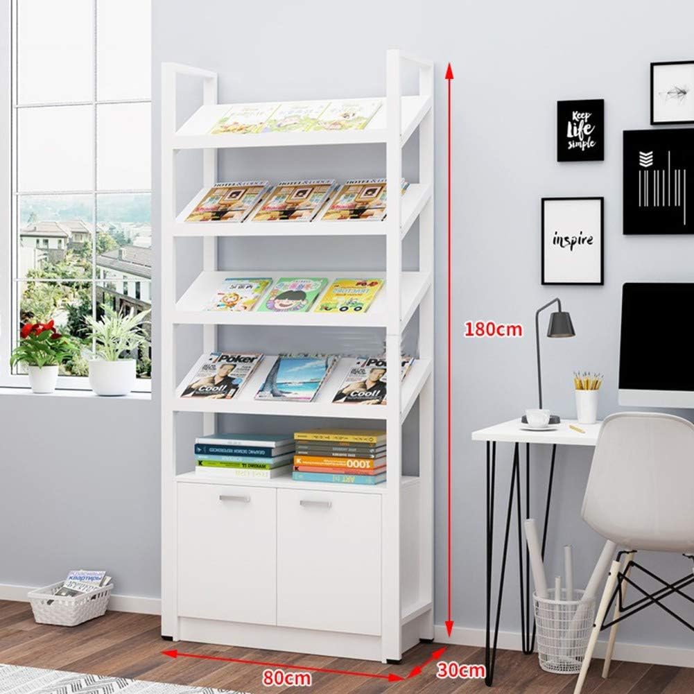 Open Shelf Bookcase, Tilted Floor Standing Bookshelf Sturdy Wooden 5