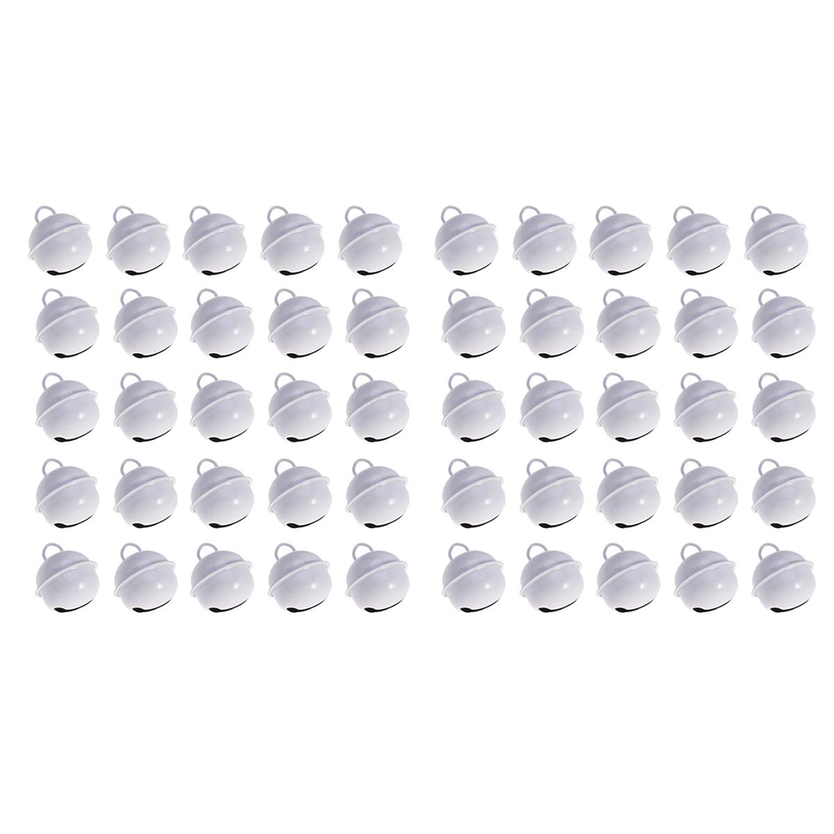 VORCOOL 50Pcs 22mm Jingle Bells Christmas Small Bell Christmas Decoration Colorful Bell Pendant for Festival Banquet Xmas Party (White)