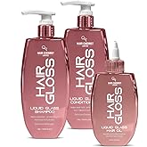 Hair Chemist Hair Gloss Liquid Glass 3-PC Shine & Protect Set - Includes 33.8oz Shampoo, 33.8oz Conditioner & 8oz Hair Oil Set (3-PC SET)