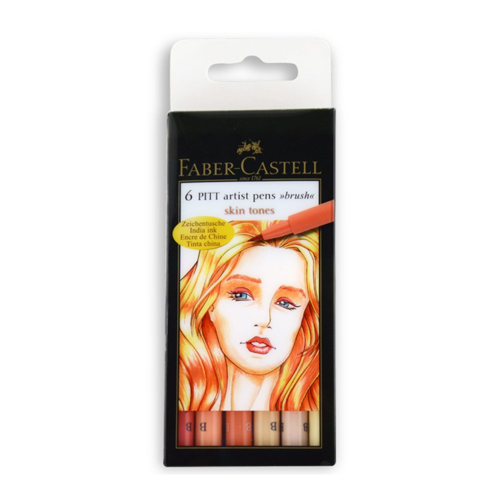 Faber-Castell Pitt Artist Pen Brush Skin Tones (Wallet of 6)