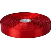 SDZMDL 5/8 Inch Satin Ribbon for Gift Wrapping, Perfect for Valentine's Day Decor, Bow Making & Floral Bouquets, 50 Yards/roll.(Red)