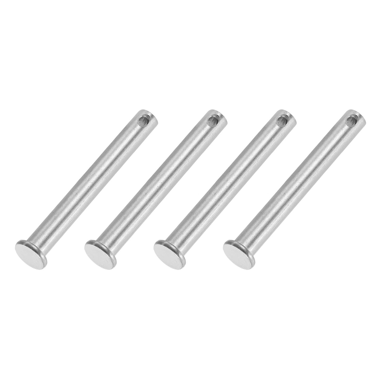 PATIKIL 8 x 65 Mm Single Hole Clevis Pins, 4 Pcs 304 Stainless Steel Flat Head Pin for Hitch Pin Lock Link Hinge Systems, Silver