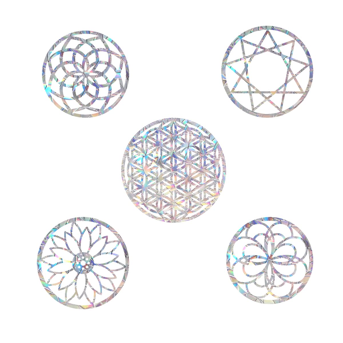 Prism Window Decals for Bird Strikes, Anti Collision Stickers, Stop Birds Flying into Windows, (Mandala, 10pieces)