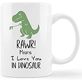 kunlisa Funny Dinosaur Mug Cup,Rawa Means I Love You in Dinosaur Ceramic Mug-11oz Coffee Milk Tea Mug Cup,Gifts For Lovers Boys Kids Teens