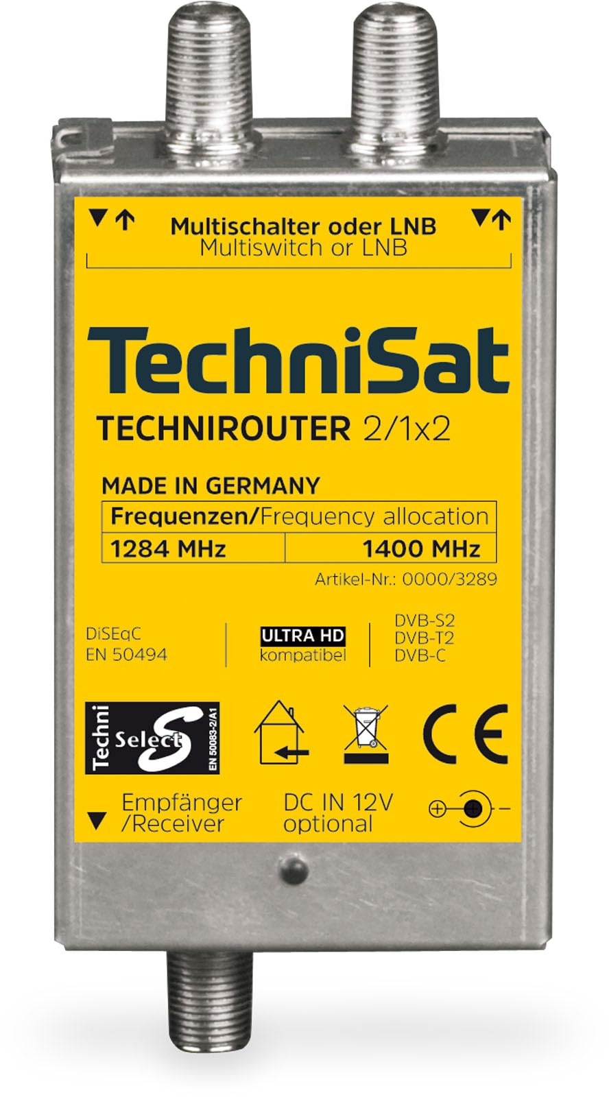 TechniSat TECHNIROUTER MINI 2/1x2 – single-cable solution/Unicable (for twin reception, 2 satellite positions via one cable, connected satellite receivers/TVs must support Unicable, HDTV)