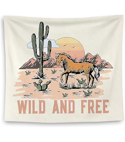 Creowell Tapestry Ranch Wild West Desert Sketch Western Landscape Home Decor Wall Hanging For Living Room Bedroom Dorm Painting