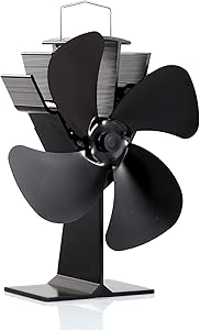 CRSURE Wood Stove Fan, 4-Blade Fireplace Fan Heat Powered, Thermal Fan for Wood Stove/Burner/Wood Burning Stove Top, Eco Friendly Fans Specially for Pellet Stove (SF-444)