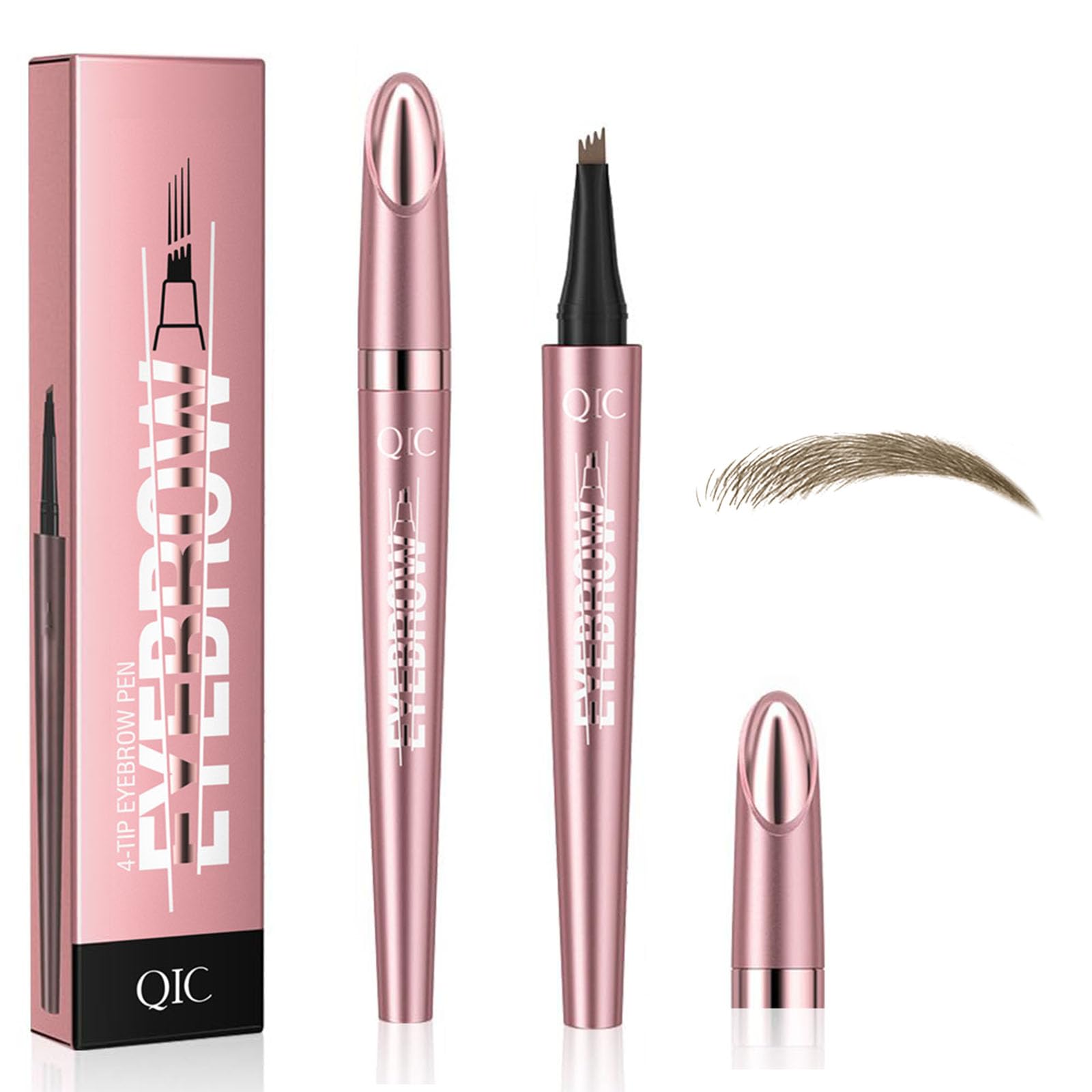 SSKHE New Eyebrow Pencil, Magic Eyebrow Pencil, 3d Waterproof Microknife Eyebrow Pencil Contour Pencil, 4-Head Eyebrow Pencil, Lazy Eyebrow Pencill (Light brown)